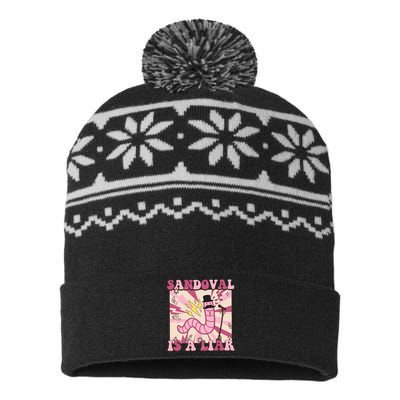 Retro Sandovals A Liar Worm With A Mustache USA-Made Snowflake Beanie