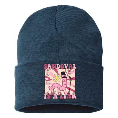 Retro Sandovals A Liar Worm With A Mustache Sustainable Knit Beanie