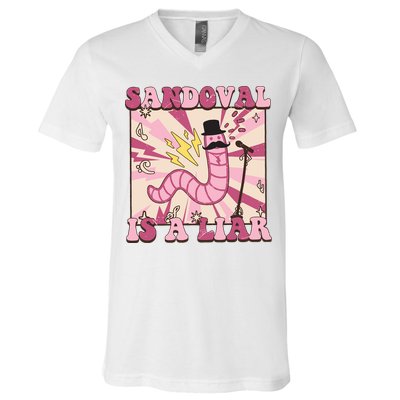 Retro Sandovals A Liar Worm With A Mustache V-Neck T-Shirt