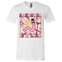 Retro Sandovals A Liar Worm With A Mustache V-Neck T-Shirt