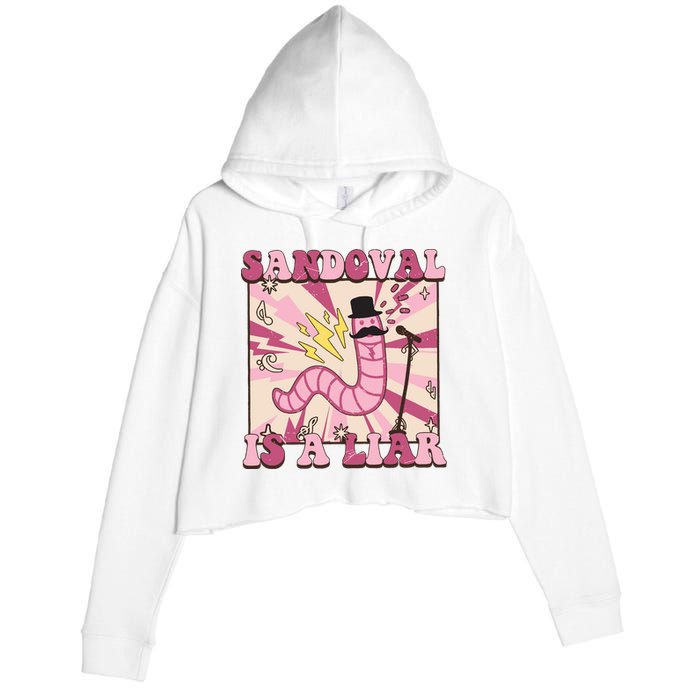 Retro Sandovals A Liar Worm With A Mustache Crop Fleece Hoodie