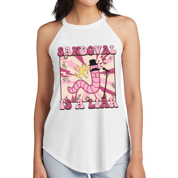 Retro Sandovals A Liar Worm With A Mustache Women's Perfect Tri Rocker Tank