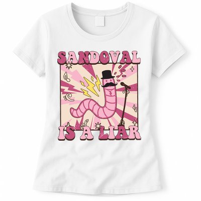 Retro Sandovals A Liar Worm With A Mustache Womens T-Shirt