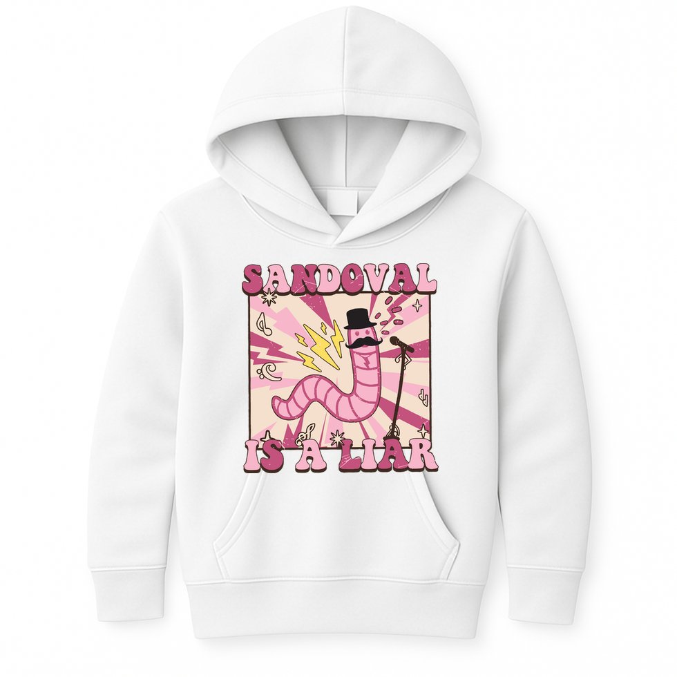 Retro Sandovals A Liar Worm With A Mustache Kids Hoodie