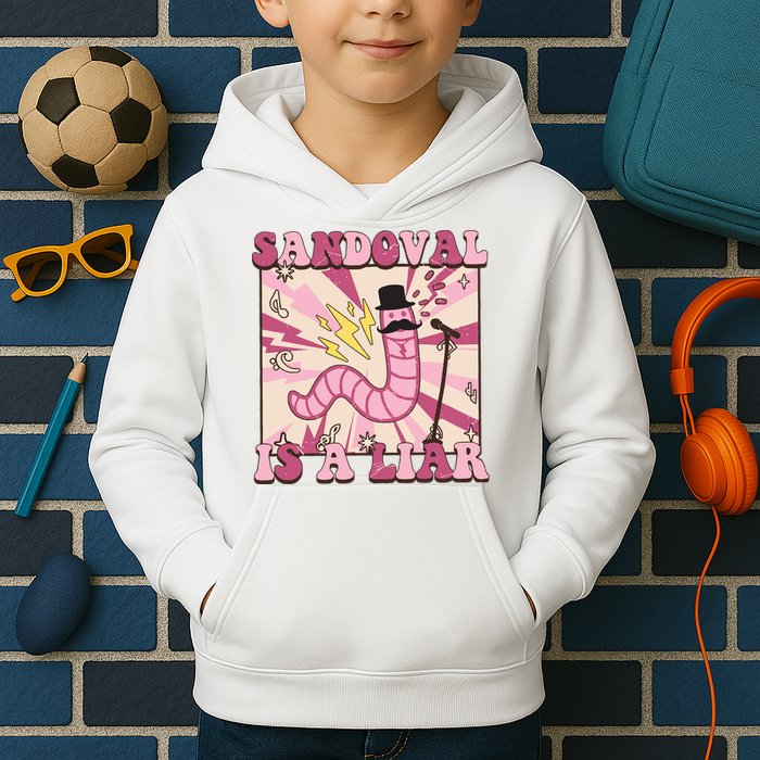 Retro Sandovals A Liar Worm With A Mustache Kids Hoodie