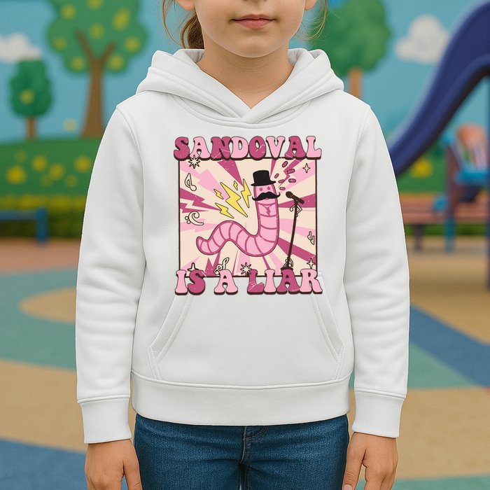 Retro Sandovals A Liar Worm With A Mustache Kids Hoodie