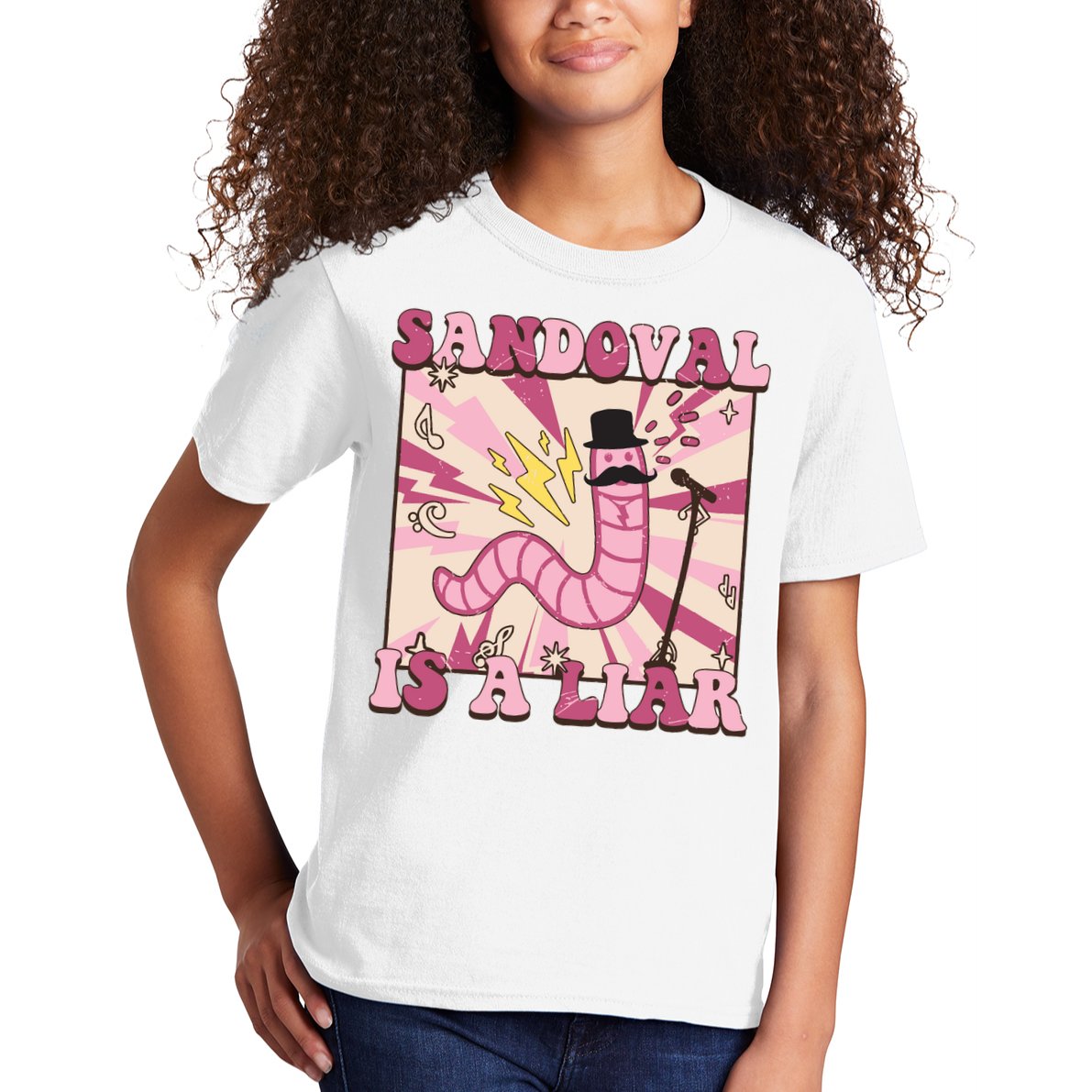 Retro Sandovals A Liar Worm With A Mustache Kids T-Shirt