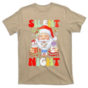 Retro Silent A Night Icu Nurse Santa Claus Merry Christmas T-Shirt