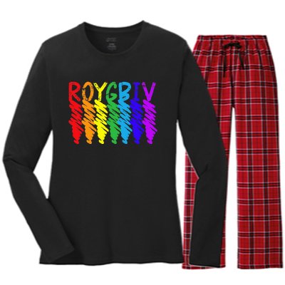 Roygbiv Sketchy Art Teacher Artist Painter Painting Women's Long Sleeve Flannel Pajama Set 