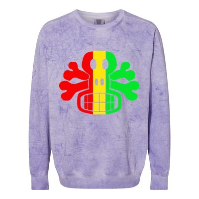 RASTA SKULL AND CROSSBONES Reggae Dub Club Rave Colorblast Crewneck Sweatshirt