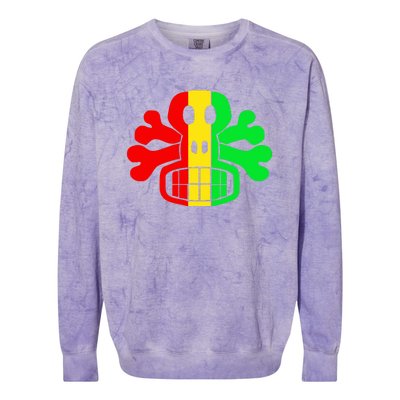 RASTA SKULL AND CROSSBONES Reggae Dub Club Rave Colorblast Crewneck Sweatshirt