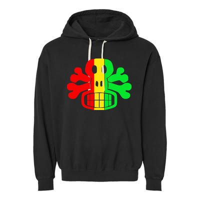 RASTA SKULL AND CROSSBONES Reggae Dub Club Rave Garment-Dyed Fleece Hoodie