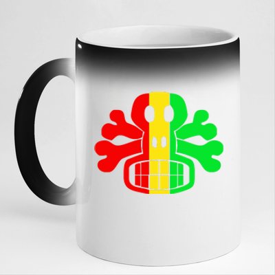 RASTA SKULL AND CROSSBONES Reggae Dub Club Rave 11oz Black Color Changing Mug