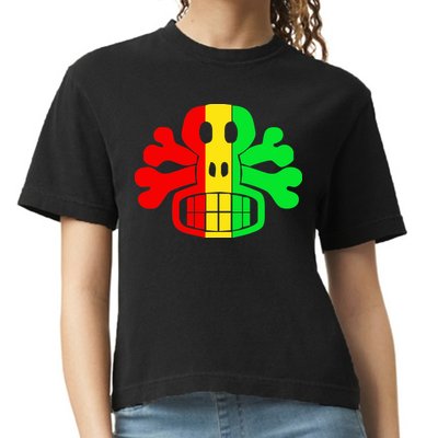 RASTA SKULL AND CROSSBONES Reggae Dub Club Rave Comfort Colors Boxy T-Shirt