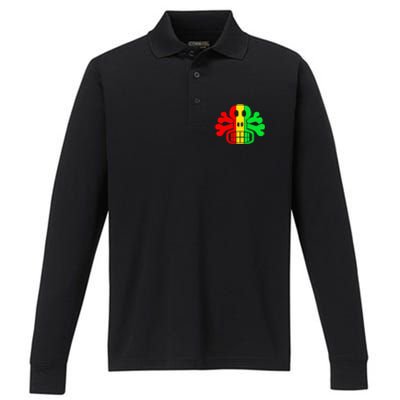 RASTA SKULL AND CROSSBONES Reggae Dub Club Rave Performance Long Sleeve Polo