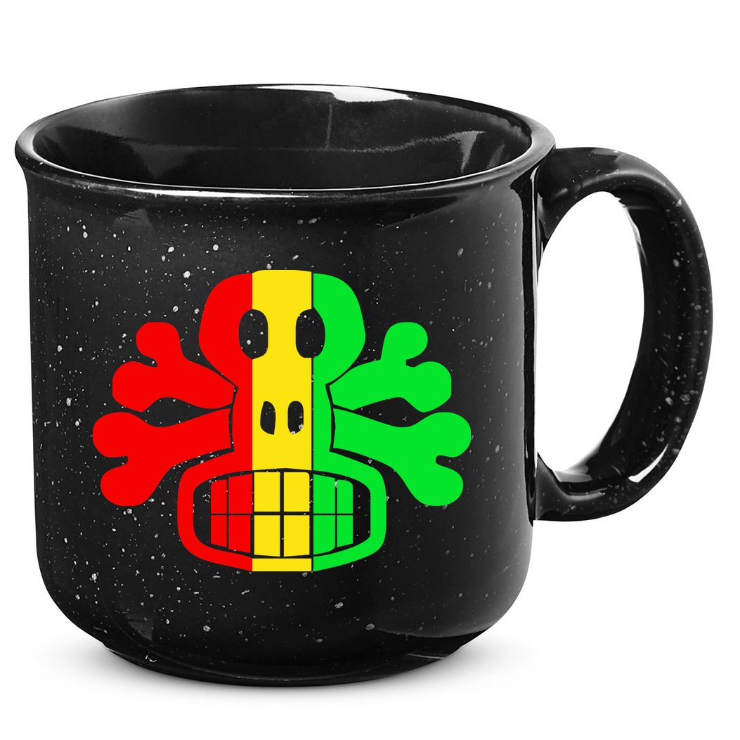 RASTA SKULL AND CROSSBONES Reggae Dub Club Rave 15oz Campfire Ceramic Mug
