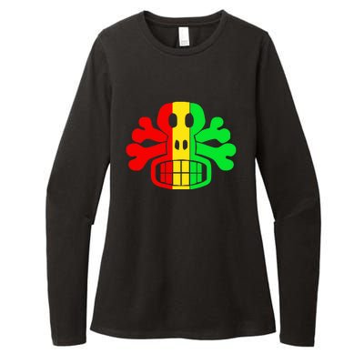 RASTA SKULL AND CROSSBONES Reggae Dub Club Rave Womens CVC Long Sleeve Shirt