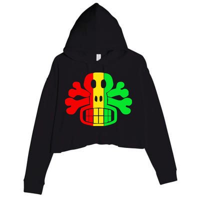RASTA SKULL AND CROSSBONES Reggae Dub Club Rave Crop Fleece Hoodie