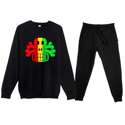 RASTA SKULL AND CROSSBONES Reggae Dub Club Rave Premium Crewneck Sweatsuit Set