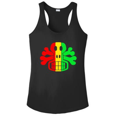 RASTA SKULL AND CROSSBONES Reggae Dub Club Rave Ladies PosiCharge Competitor Racerback Tank