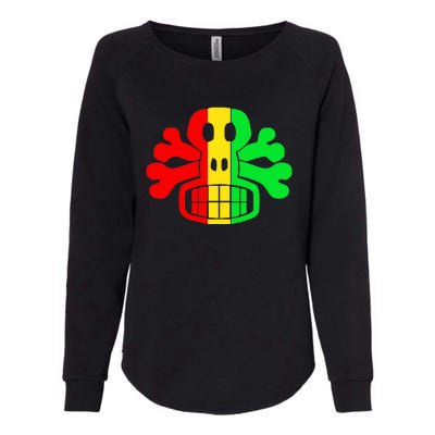 RASTA SKULL AND CROSSBONES Reggae Dub Club Rave Womens California Wash Sweatshirt