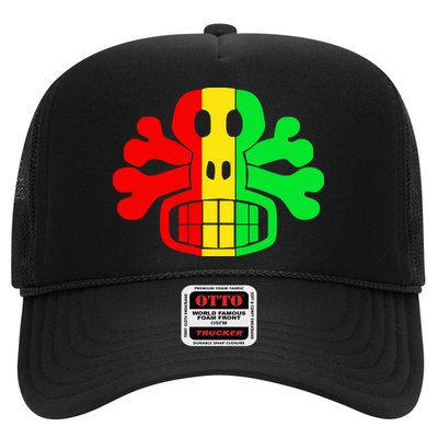 RASTA SKULL AND CROSSBONES Reggae Dub Club Rave Trucker Hat