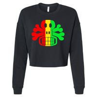 RASTA SKULL AND CROSSBONES Reggae Dub Club Rave Cropped Pullover Crew