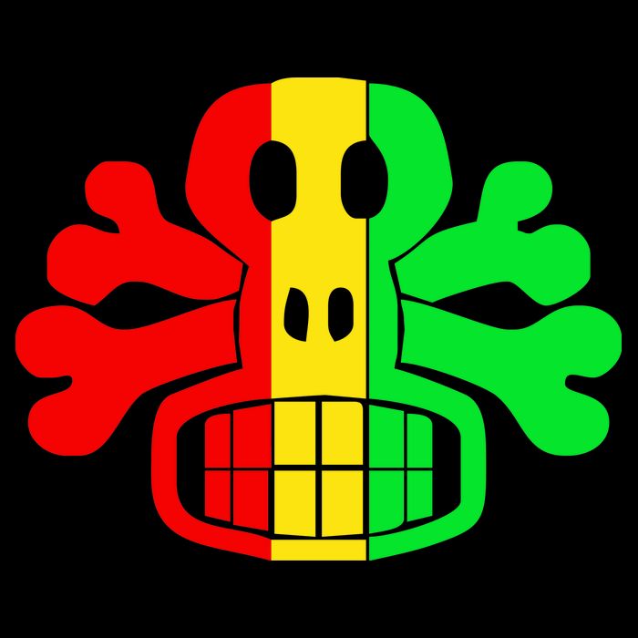 RASTA SKULL AND CROSSBONES Reggae Dub Club Rave Cropped Pullover Crew