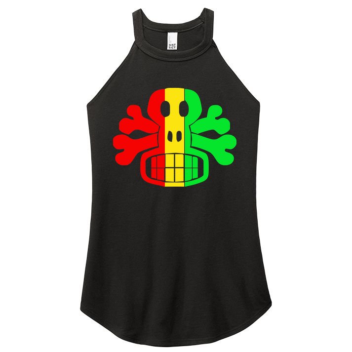 RASTA SKULL AND CROSSBONES Reggae Dub Club Rave Women's Perfect Tri Rocker Tank