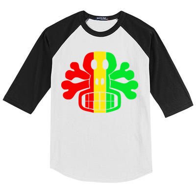 RASTA SKULL AND CROSSBONES Reggae Dub Club Rave Kids Colorblock Raglan Jersey