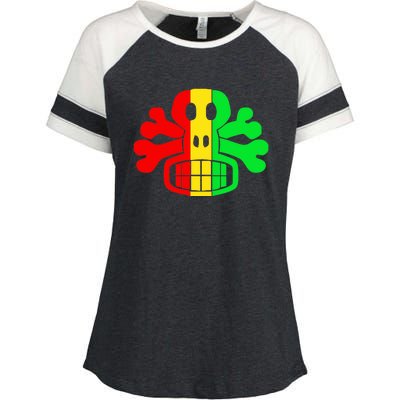 RASTA SKULL AND CROSSBONES Reggae Dub Club Rave Enza Ladies Jersey Colorblock Tee