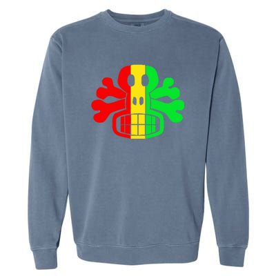 RASTA SKULL AND CROSSBONES Reggae Dub Club Rave Garment-Dyed Sweatshirt