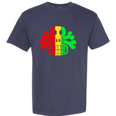 RASTA SKULL AND CROSSBONES Reggae Dub Club Rave Garment-Dyed Heavyweight T-Shirt