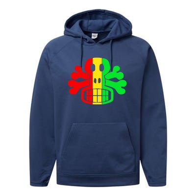 RASTA SKULL AND CROSSBONES Reggae Dub Club Rave Performance Fleece Hoodie