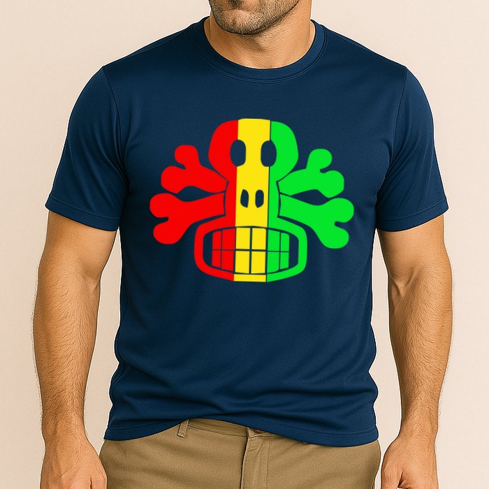 RASTA SKULL AND CROSSBONES Reggae Dub Club Rave Performance Shirt