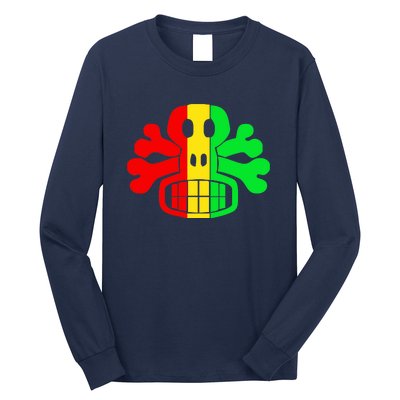 RASTA SKULL AND CROSSBONES Reggae Dub Club Rave Long Sleeve Shirt