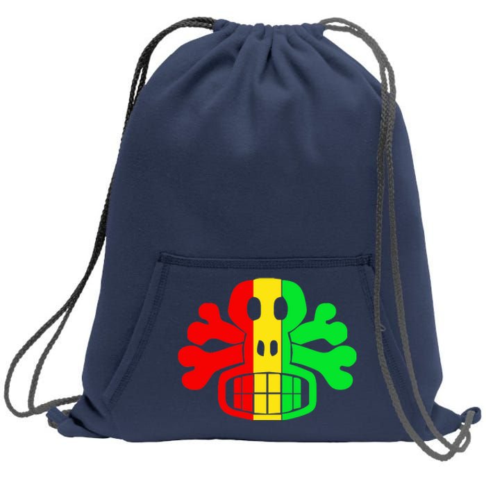 RASTA SKULL AND CROSSBONES Reggae Dub Club Rave Sweatshirt Cinch Pack Bag