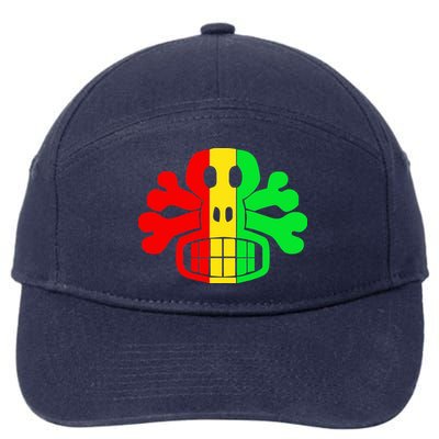 RASTA SKULL AND CROSSBONES Reggae Dub Club Rave 7-Panel Snapback Hat