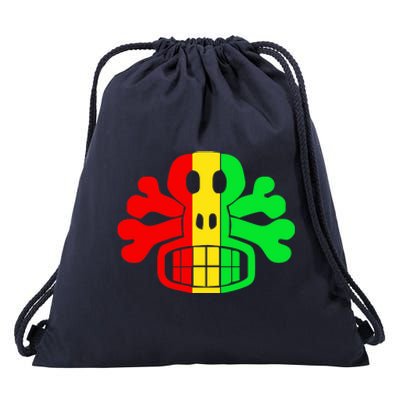 RASTA SKULL AND CROSSBONES Reggae Dub Club Rave Drawstring Bag