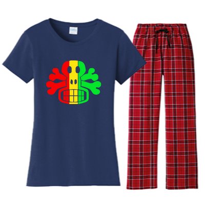 RASTA SKULL AND CROSSBONES Reggae Dub Club Rave Women's Flannel Pajama Set