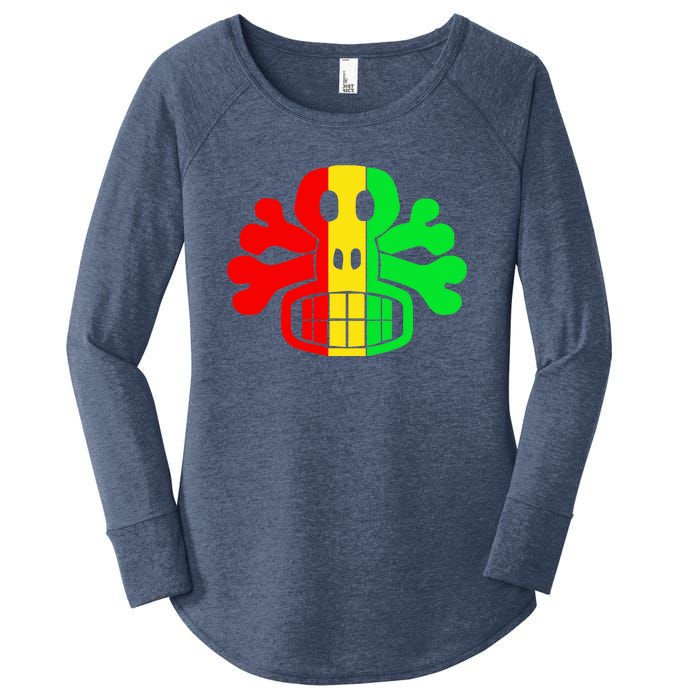 RASTA SKULL AND CROSSBONES Reggae Dub Club Rave Women's Perfect Tri Tunic Long Sleeve Shirt