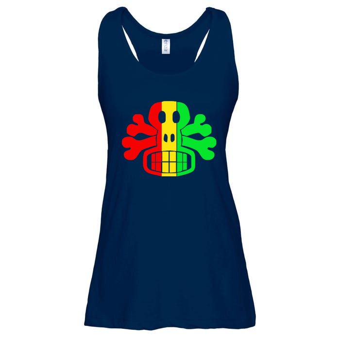 RASTA SKULL AND CROSSBONES Reggae Dub Club Rave Ladies Essential Flowy Tank