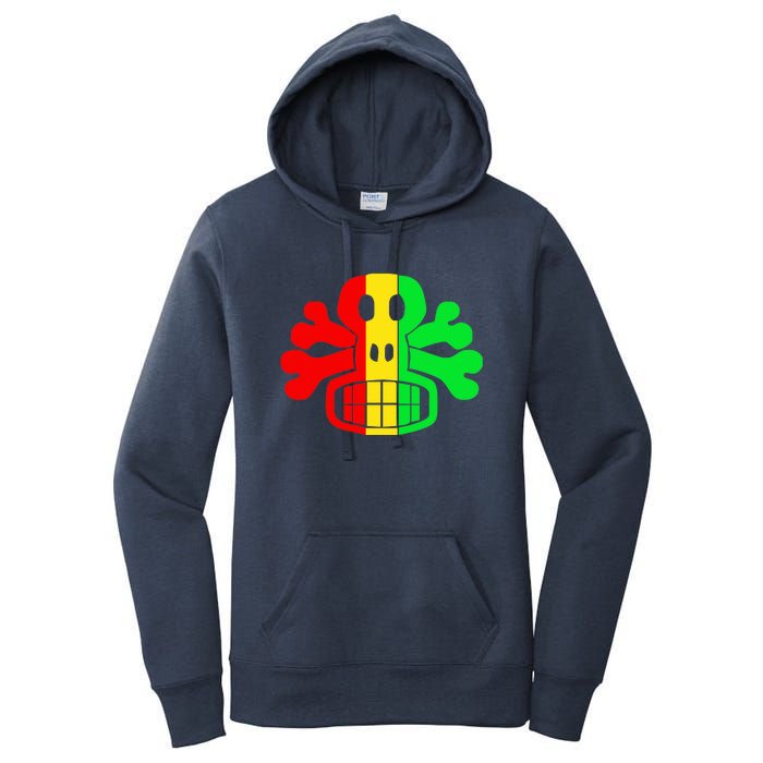 RASTA SKULL AND CROSSBONES Reggae Dub Club Rave Women's Pullover Hoodie