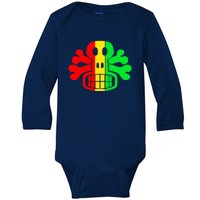 RASTA SKULL AND CROSSBONES Reggae Dub Club Rave Baby Long Sleeve Bodysuit