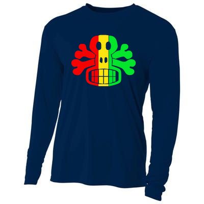 RASTA SKULL AND CROSSBONES Reggae Dub Club Rave Cooling Performance Long Sleeve Crew