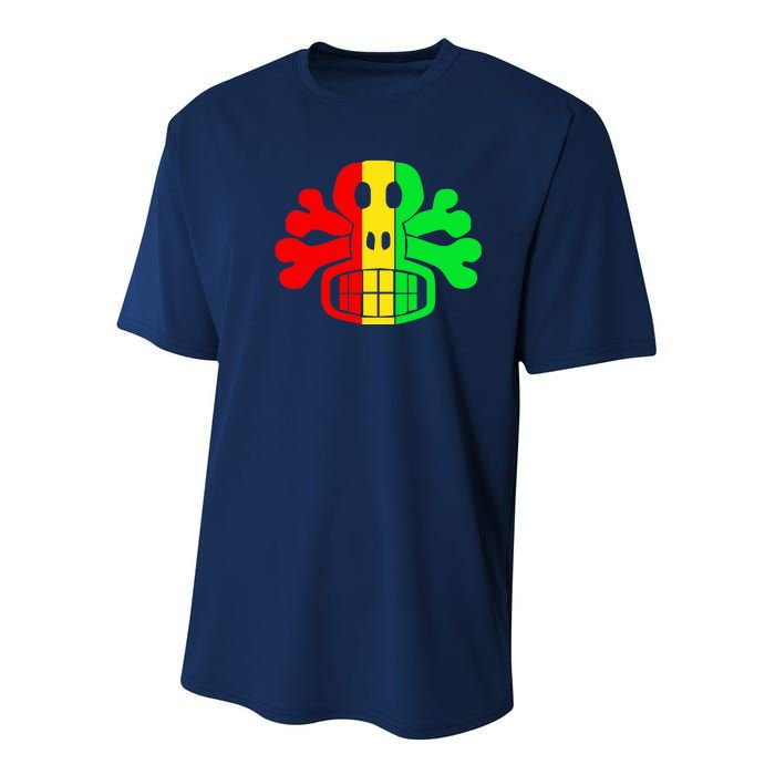 RASTA SKULL AND CROSSBONES Reggae Dub Club Rave Youth Performance Sprint T-Shirt