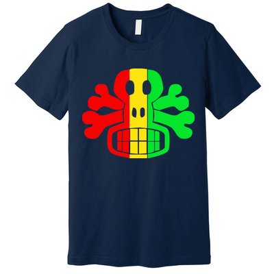 RASTA SKULL AND CROSSBONES Reggae Dub Club Rave Premium T-Shirt