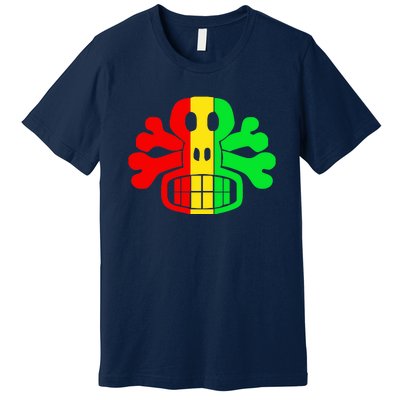 RASTA SKULL AND CROSSBONES Reggae Dub Club Rave Premium T-Shirt