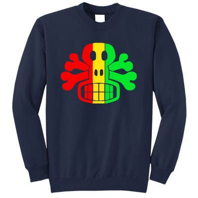 RASTA SKULL AND CROSSBONES Reggae Dub Club Rave Tall Sweatshirt