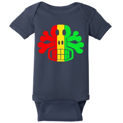 RASTA SKULL AND CROSSBONES Reggae Dub Club Rave Baby Bodysuit